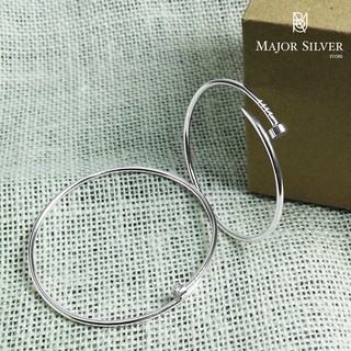 สินค้า 🎁 กำไลตะปู เนื้อตัน / เงินแท้ 92.5% กำไลเงินแท้ : Nail Bracelet 925 Sterling Silver /  Major Silver Store