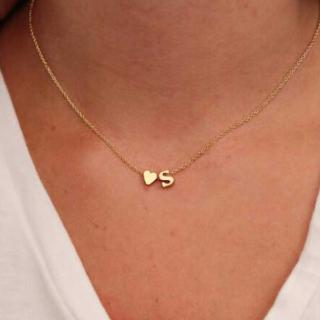 Fashion Tiny Dainty Heart Initial Necklace Personalized Letter Necklace Name Jewelry for women accessories girlfriend gift