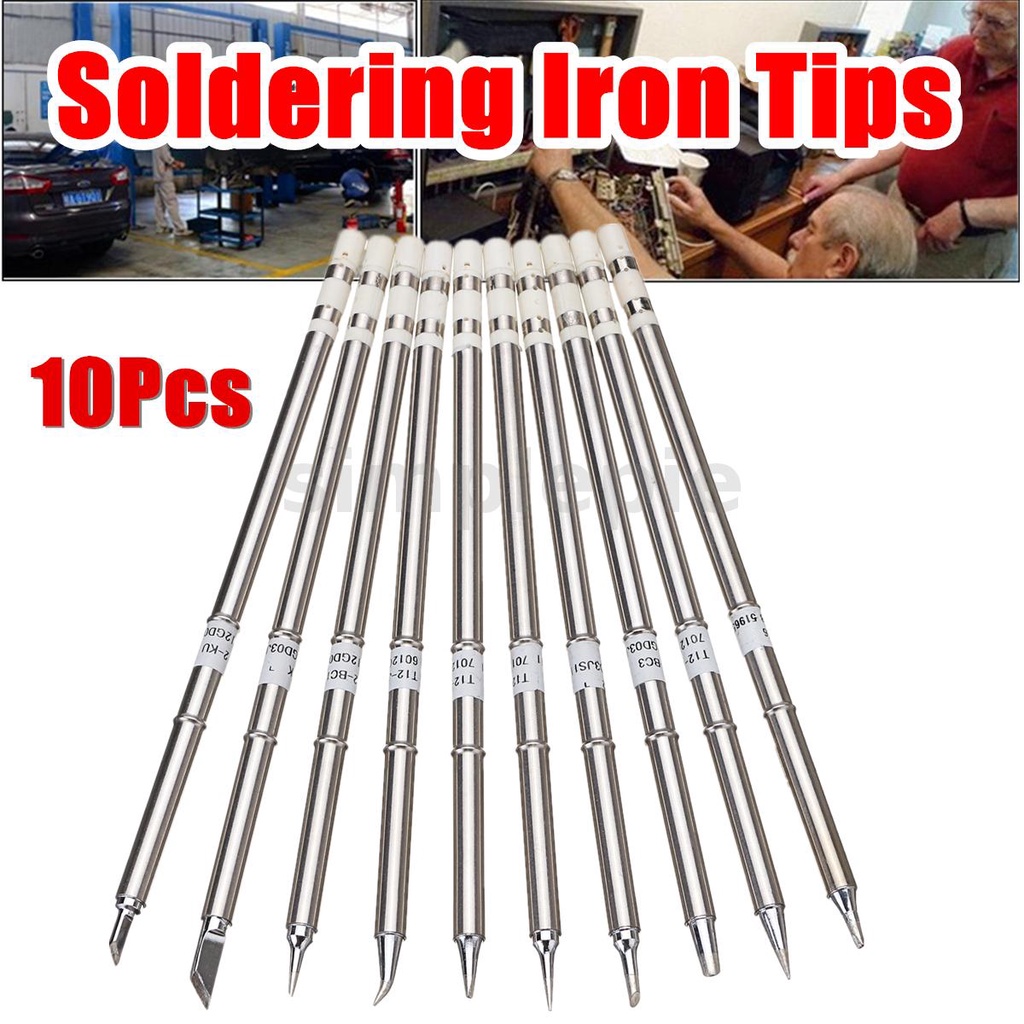 10Pcs T12 Solder Soldering Iron Tips Kit 155mm For HAKKO FX951 FX952