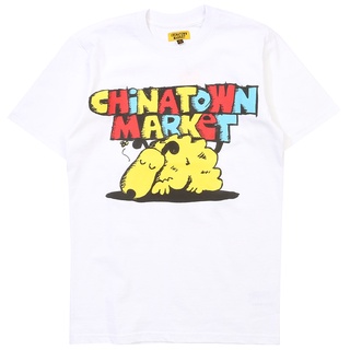 แนวโน้ม เสื้อยืดแขนสั้น ผ้าฝ้าย พิมพ์ลาย CHINATOWN MARKET แฟชั่นสําหรับผู้ชาย