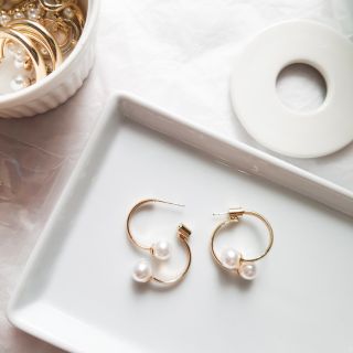 pls.earrings 012 - double pearl earrings ต่างหูก้านเงินแท้ s925