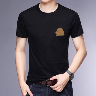 แฟชั่นเกาหลีคอกลมรูปแบบเสื้อยืดสําหรับผู้ชาย Unisex ท็อปส์ Tees #S-TS014 i]V