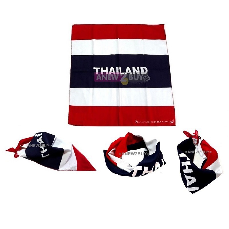 ภาพหน้าปกสินค้าผ้าพันคอ ผ้าโพกหัว ลายธงชาติไทย (Bandana Thailand Flag Scarf Thai Badge)