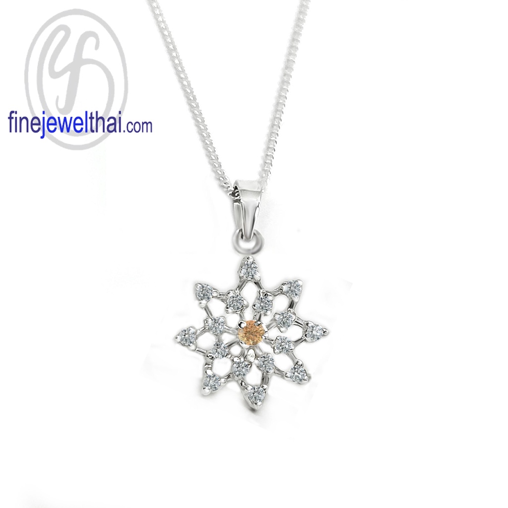 finejewelthai-จี้ซิทริน-ซิทริน-จี้พลอย-จี้เพชรcz-พลอยประจำเดือนเกิด-citrine-silver-pendant-birthstone-p1094ct00e