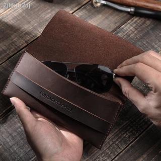 CONTACTS FAMILY Genuine Leather Glasses Case Protectable Eyewear Pouch Eyeglasses Accessories Pencil Case Sunglasses Sto