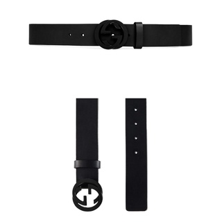 【ของแท้ 100%】Gucci interlock double g buckle leather belt