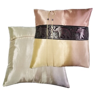 A34-Thai Silk Pillow Covers ปลอกหมอนอิง Two Tone ไหมไทยลายช้าง 16×16 นิ้ว 1 คู่