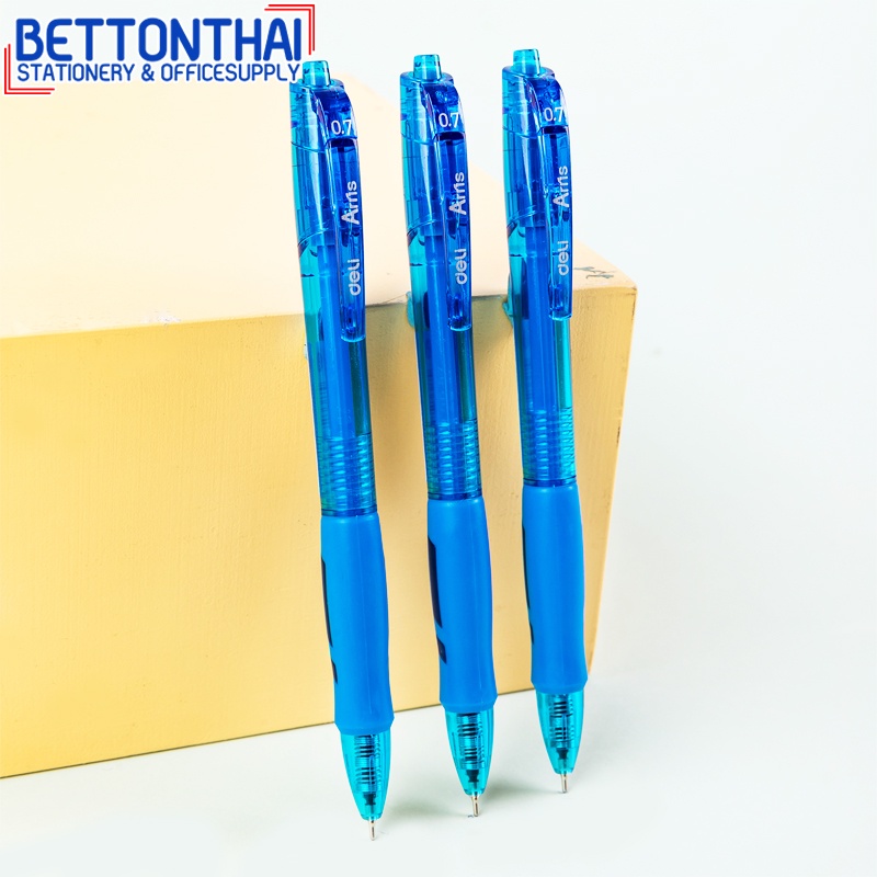 deli-q17-ballpoint-pen-mini-tip-0-7mm-ปากกาลูกลื่นแบบกด-หมึกน้ำเงิน-ขนาด-0-7mm-แพ็ค-1-แท่ง-ปากกา-ปากกาลูกลื่น-เครื่องเ