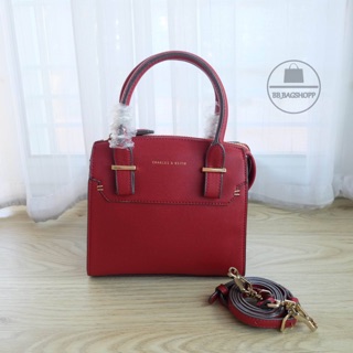 Charles &amp; Keith Structured Handbag (outlet) สีแดง