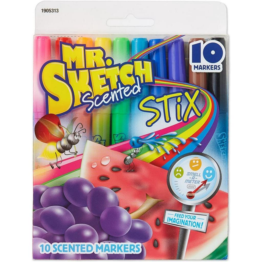 mr-sketch-1905313-washable-scented-markers-stix-tip-assorted-colors-ปากกามาร์คเกอร์หัวเล็กแพค-10-ด้าม