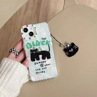 เคสโทรศัพท์มือถือ tpu แบบนิ่ม ลายแมว สีดํา สําหรับ iPhone 12promax 13pro 12pro 12promax 14 14promax 14pro