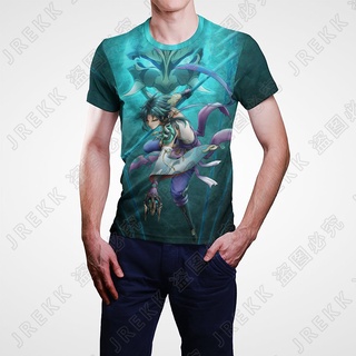 เสื้อยืดแขนสั้น พิมพ์ลายการ์ตูนอนิเมะ Genshin Impact 3 มิติ แฟชั่นสําหรับผู้ชาย และผู้หญิง 2023