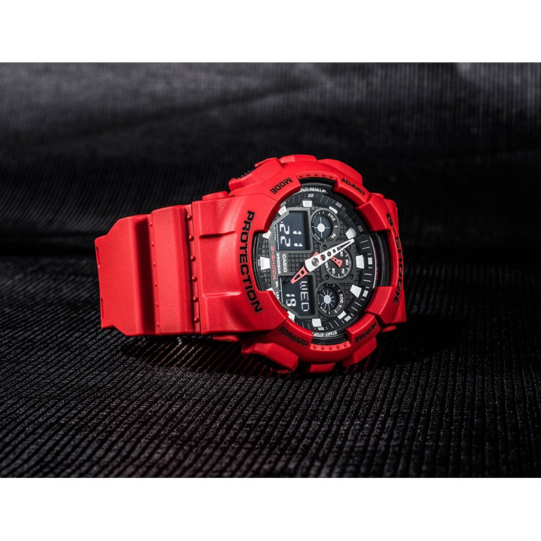 นาฬิกา-g-shock-แท้-casio-g-shock-แดงแฟชั่นกีฬาผู้ชายนาฬิกา-ga-100b-4a