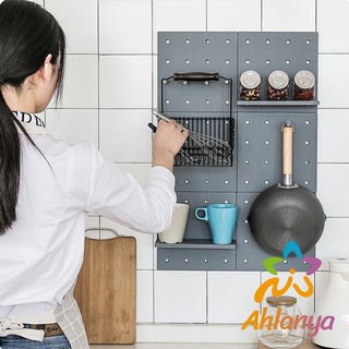 Ahlanya แผ่นวางของติดผนัง ชั้นเก็บของพลาสติก DIY ตกแต่งบ้าน ติดตั้งง่าย ไม่ต้องเจาะผนัง  Storage rack