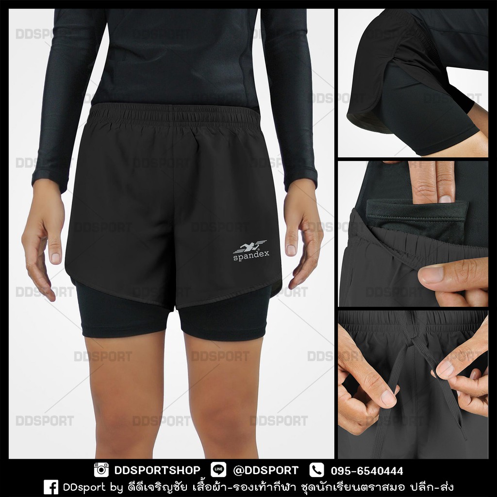 spandex-fp004-กางเกงวิ่ง-หญิง-ขาสั้นมีซับด้านใน