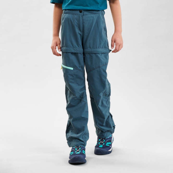 กางเกงถอดขาได้สำหรับเด็กใส่เดินป่ารุ่น-mh500-สีฟ้า-turquoise