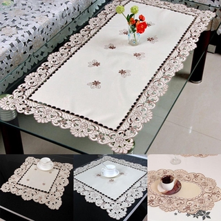 Tablecloth Satin Fabric Home decoration Dining Room Decor White Embroidered Table Cloth Floral Tablecloth Wedding Party