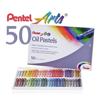 สี Pentel สีชอล์ค 50 แท่ง 49สี สีชอล์ก เพนเทล 50 สี Oil Pastels PHN-50AS (1กล่อง) สีเข้ม สด คมชัดทุกการระบาย