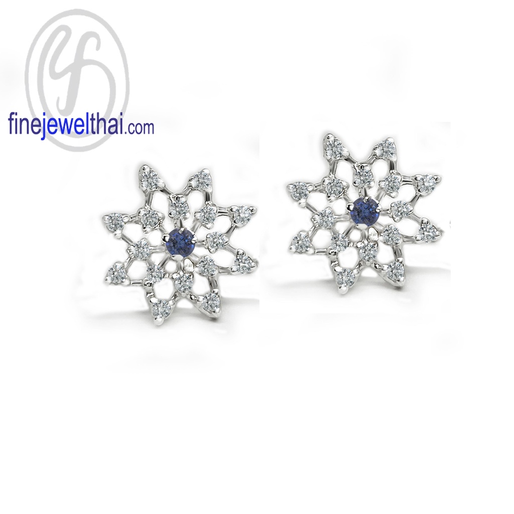 finejewelthai-ต่างหูไพลิน-ไพลิน-ต่างหูเงินแท้-ต่างหูพลอย-ต่างหูเพชรcz-blue-sapphire-silver-earring-birthstone-e1094bl