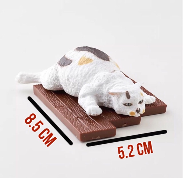 gashapon-model-figure-miniature-โมเดลแมว-ฟิกเกอร์แมวอ้วนนอนบนแผ่นไม้-กาชาปองแมว