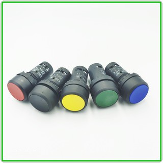 EB2F-11 PUSH BUTTON SWITCH สวิตซ์ปุ่มกดแบบต่อตรง ขนาด 22mm. กดติดปล่อยดับ 1NO1NC แดง เขียว เหลือง น้ำเงิน ดำ พร้อมส่ง