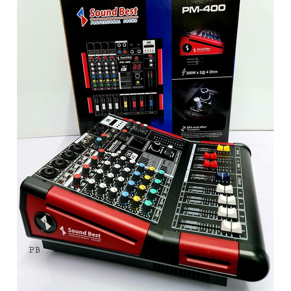 ส่งฟรี-มิกเซอร์ดิจิตอล-sound-best-รุ่น-pm-400-power-mixer-เครื่องเสียง-เครื่องปรับแต่งเสียง-สเตอริโอมิกเซอร์