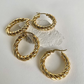 𝐴𝑆𝐻𝐼𝑅𝐴 (18k gold plated) hoop earrings twisted hoop earrings  chunky hoop earrings ต่างหูห่วง ต่างหูห่วงเกลียว