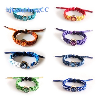 Bjkangzheng เกม Genshin Impact Vision Water Ice Wind Fire Thunder Grass Rock Elements ถักสร้อยข้อมืออะนิเมะคอสเพลย์อุปกรณ์ประกอบฉากเครื่องประดับของขวัญ