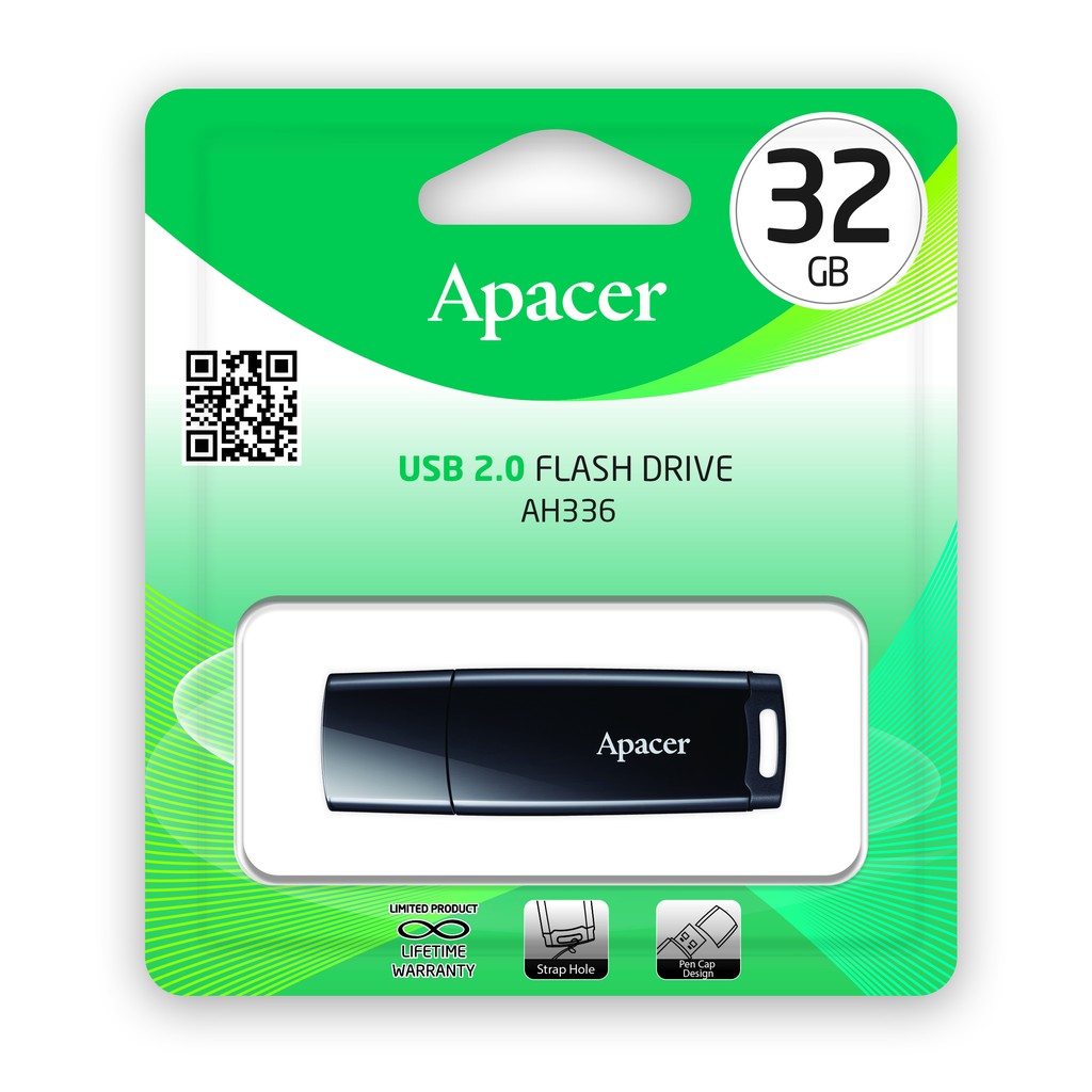 ภาพหน้าปกสินค้าApacer AH336 USB2.0 แฟลชไดร์ฟ 32GB สีดำ (Apacer AP32GAH336B-1)