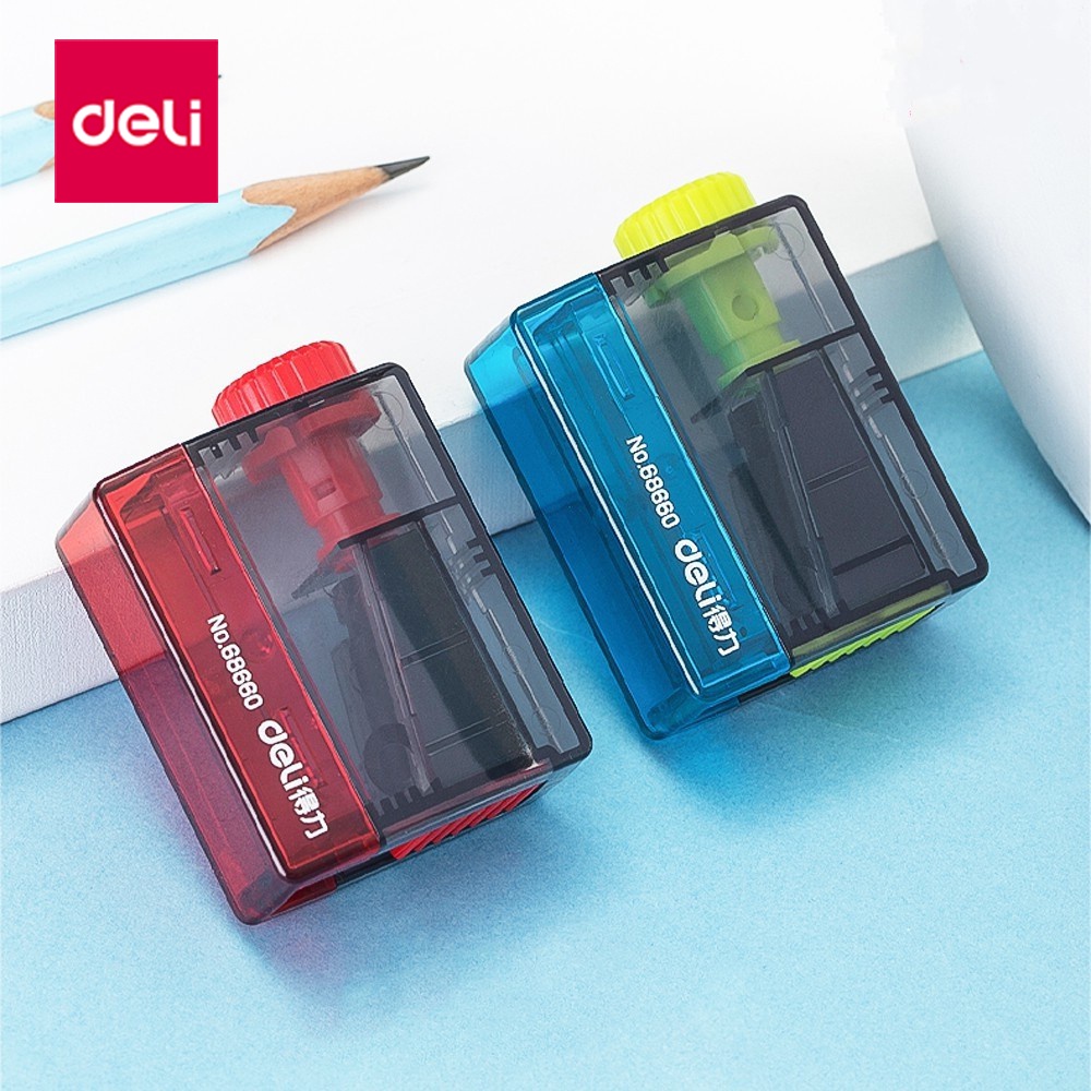 ภาพหน้าปกสินค้าDeli Pencil Sharpener กบเหลาดินสอ แบบพกพา ปรับใบมีดได้ 4 มุม กบ กบเหลาดินสอแฟนซี เครื่องเขียน กบเหลา