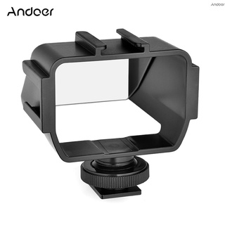 Andoer หน้าจอกระจกเซลฟี่ Vlog แบบพลิกขึ้น พร้อมเมาท์โคลด์ชู 3 ชิ้น สําหรับติดตั้งไมโครโฟน ไฟ LED ขนาดเล็ก เข้ากันได้กับ Sony A6000 A6300 A6500 A72 Series A73