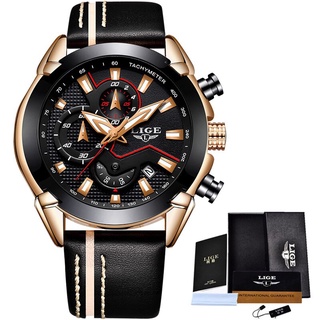 Reloje LIGE Brand Men s Chronograph Analog Quartz Watch with Date Luminous Hands Waterproof Leather Strap