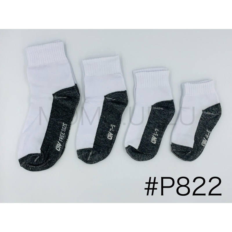 ภาพหน้าปกสินค้าOW Socks ถุงเท้านักเรียนพื้นเทา P822 แพ็ค 12 คู่ 1 ไซส์