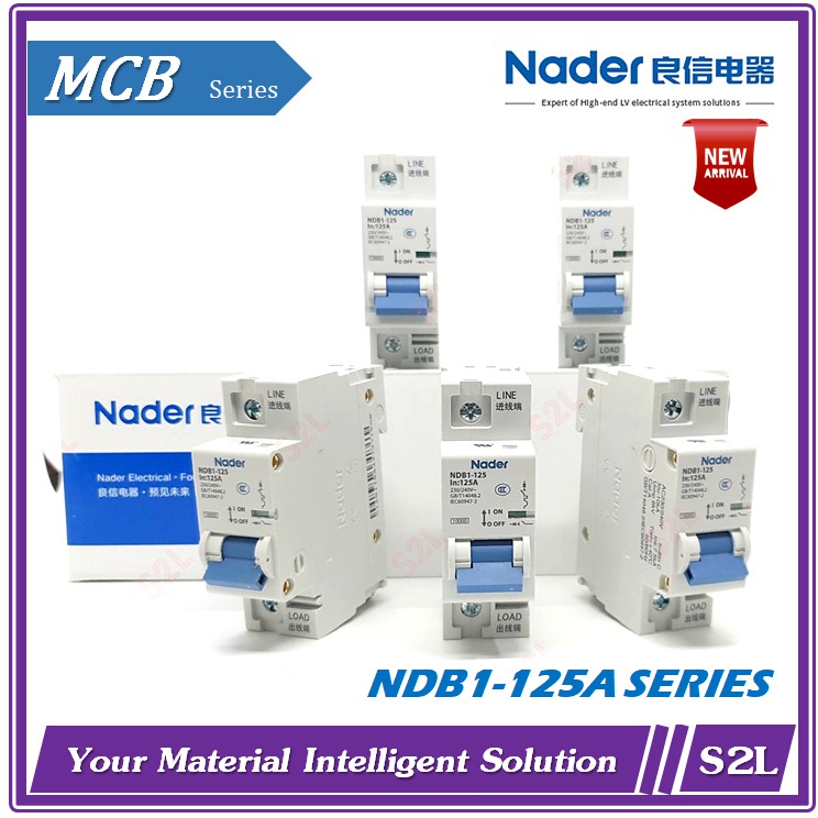 【NADER】NDB1-125/1, NDM1-125 C125/1 MCB Breaker 1P, 125A Nader นาเดอร์ ...