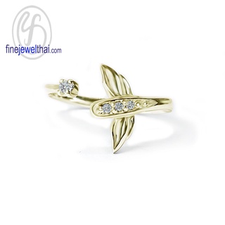 Finejewelthai-แหวนผีเสื้อ-แหวนเพชร-เพชรสังเคราะห์-แหวนเงินแท้-Butterfly-Diamond-CZ-Silver-Ring-R1442czg- pg