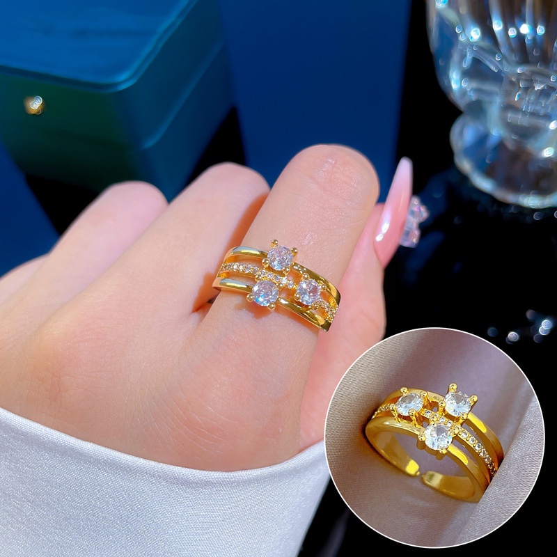 สร้อยข้อมือ-แหวนชุบทองแท้-ประดับเพชร-สามชั้น-ปรับได้-สไตล์ญี่ปุ่น-หรูหรา-เรียบง่าย-เครื่องประดับ-สําหรับผู้หญิง