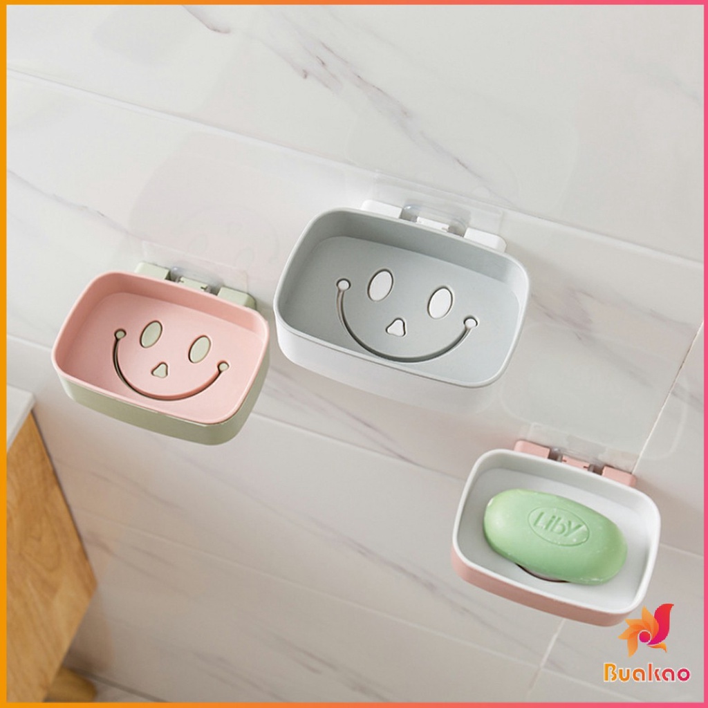 buakao-กล่องสบู่-หน้ายิ้มติดผนังได้-ไม่ต้องเจาะผนัง-smiley-soap-box