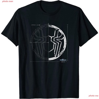 สไปเดอร์แมน เสื้อยืดสไตล์เกาหลี Spider-Man Marvel Spider-Man No Way Home Spider Grid Logo T-Shirt คู่เสื้อยืดอินเทรนด์