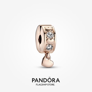 Pandora จี้รูปหัวใจ ชุบโรสโกลด์ 14K ของขวัญวันหยุด สําหรับผู้หญิง p804