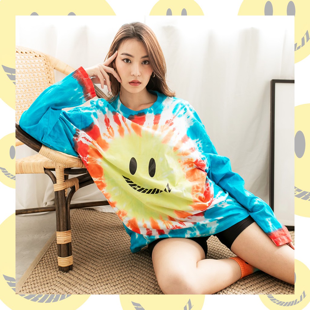 smiley-tiedye-longsleeve-top