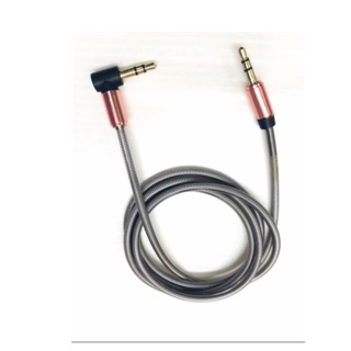 สายเคเบิลAUX Audio Stereo สายAUXหัวงอ ขนาด3.5mm ยาว1เมตร สายลวดสปริง