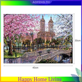 ภาพครอสติสคริสตัล ลายสะพานและหอคอย 5 มิติ งาน DIY สำหรับตกแต่งผนัง