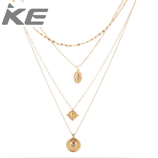 Oval Disc Portrait Cross Alloy MultiLong Necklace for girls for women low price