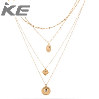 Oval Disc Portrait Cross Alloy MultiLong Necklace for girls for women low price