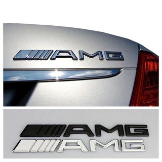 apautocarmat สติ๊กเกอร์ติดรถยนต์โลหะสีดำ / เงินสำหรับโลโก้ amg สำหรับ Mercedes Benz AMG