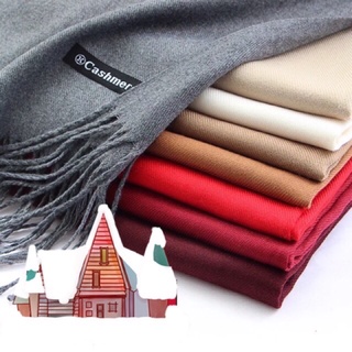 ภาพขนาดย่อของสินค้าหนา ผ้าพันคอ ผ้ากันหนาว ผ้าคลุมไหล่ แคชเมียร์ สีพื้น