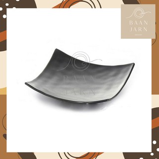 จานอาหารญี่ปุ่น จานอาหาร จานข้าว จานสี่เหลี่ยม จานเมลามีน น้ำหนักเบา black plate (W8SQRF)