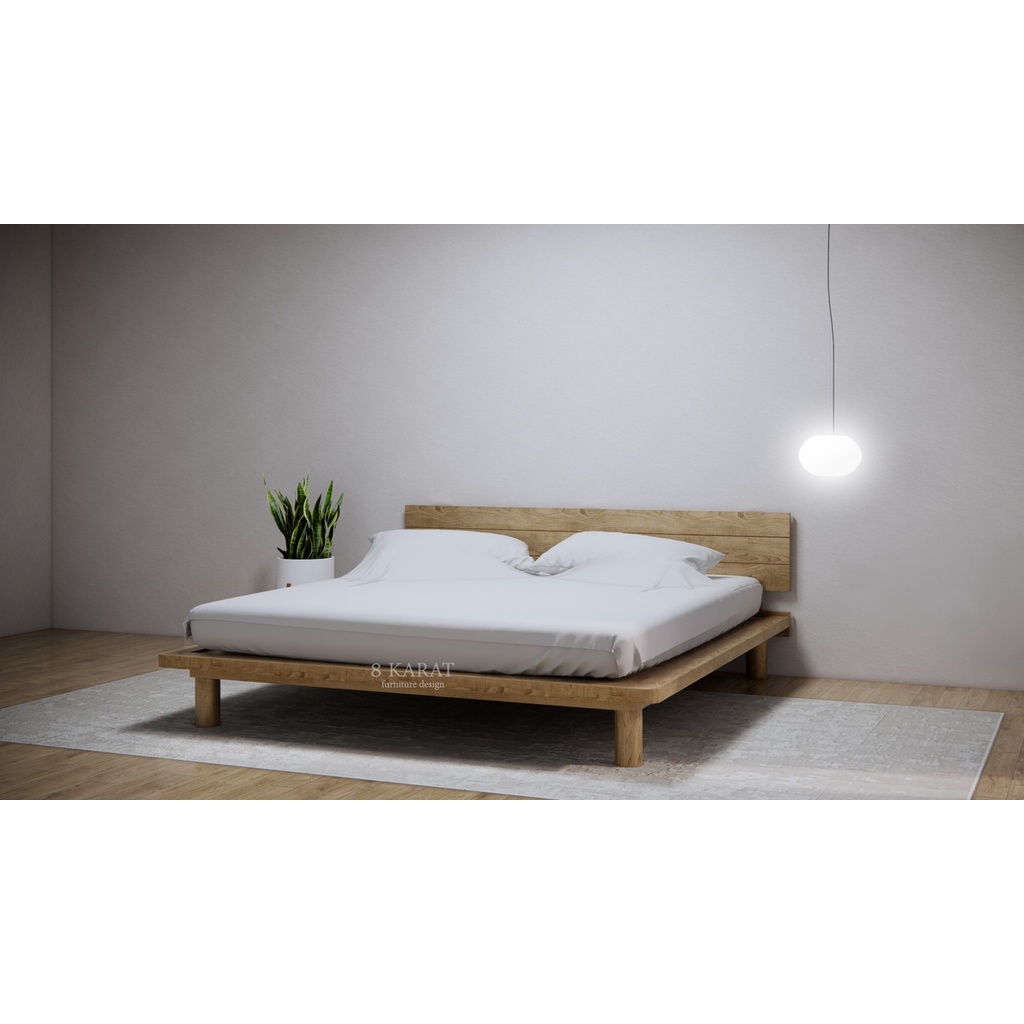 muji-bed-เตียงขากลึงสูง-ใต้เตียงโล่ง-มีพนักพิง-kr113-ขนาด6ฟุต