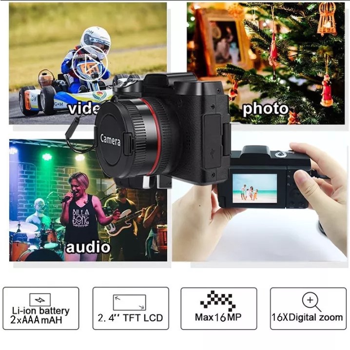 ภาพหน้าปกสินค้าxj06 HD flip Screen selfie กล้องดิจิตอลมืออาชีพ Digital Full HD 1080P 16mp vlogging flip selfie กล้องกล้องวิ จากร้าน illsory บน Shopee