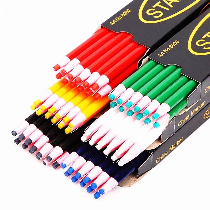 ดินสอสี-เขียนผ้า-มี6สี-ขาว-ดำ-เเดง-สีเหลือง-เขียว-สีน้ำเงิน-ยี่ห้อ-standard-ราคาต่ออัน